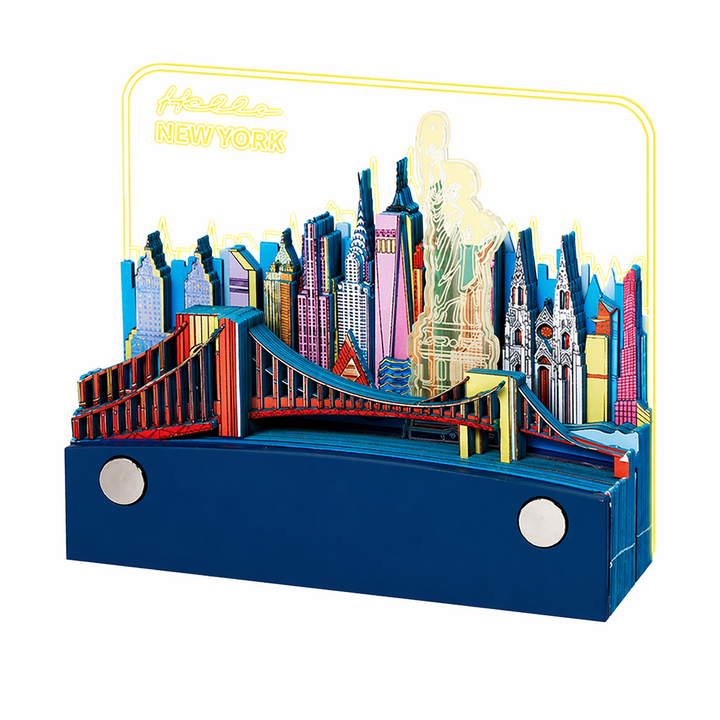 3D New York tear off notepad with skyline paper sculpture
