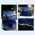 artistic desk decor inspired by starry night painting

